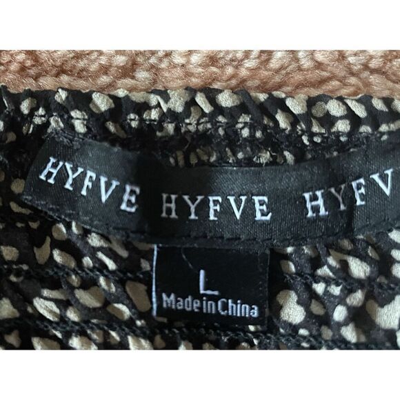 Hyfve Chasing The Dream Top In Black And Tan Women’s Cropped Long Puff Sleeves L - Picture 3 of 9